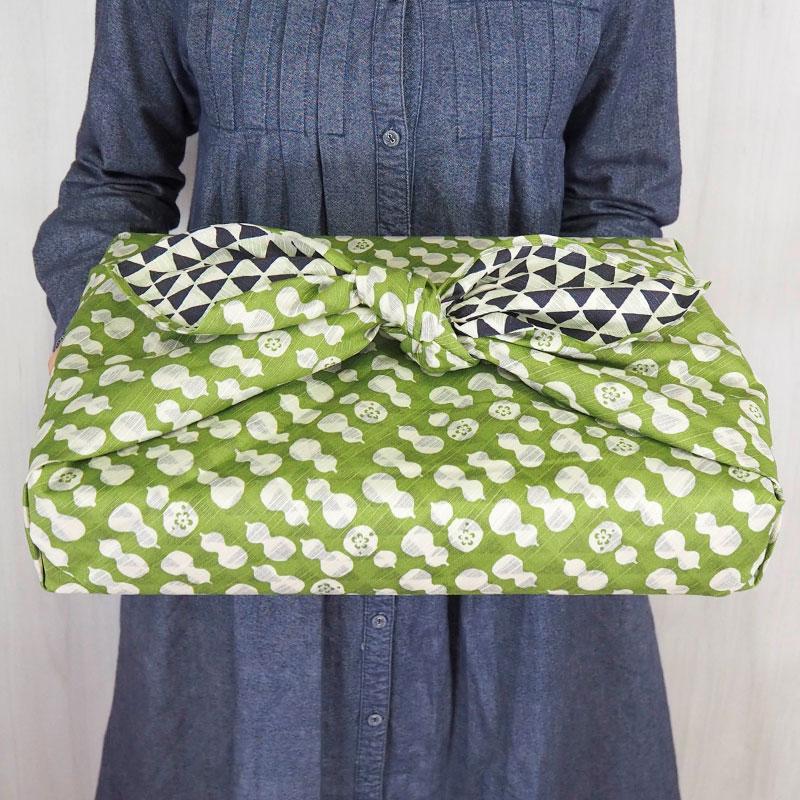 104 Large Reversible Furoshiki Gourd/Dragon Scale Green/Navy - Image 2