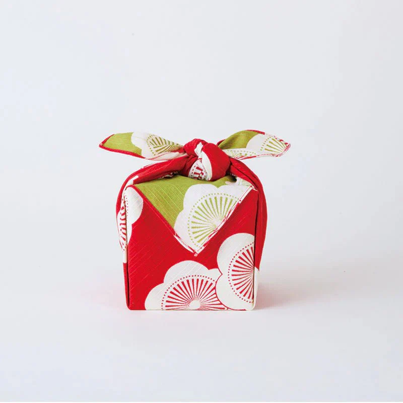 48 Isa Monyo Apricot Red/Green Reversible Furoshiki - Image 3