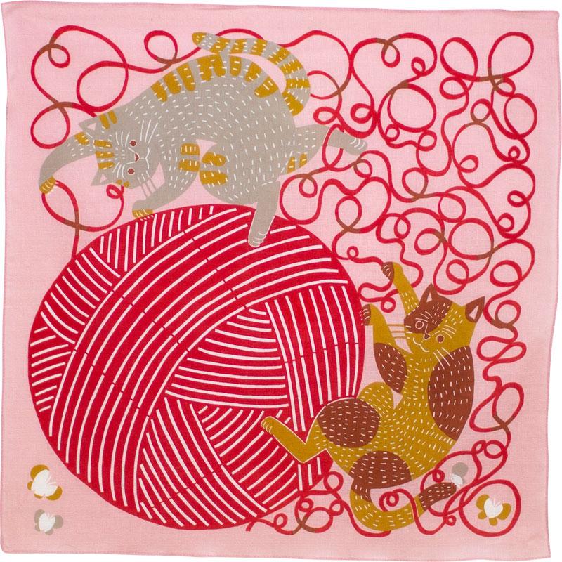 50 KATA KATA Furoshiki Cat and Yarn Pink