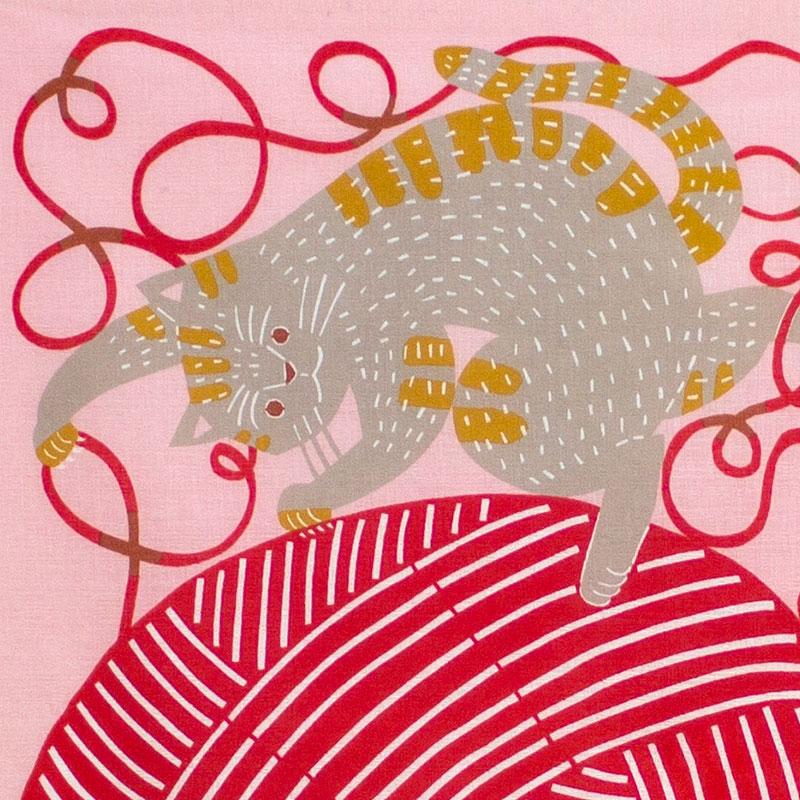50 KATA KATA Furoshiki Cat and Yarn Pink - Image 3