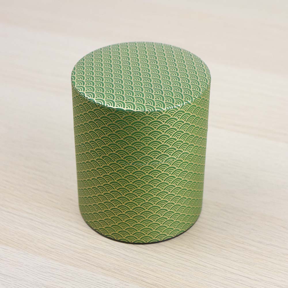 AOMI Green 200g Washi Wrapped Tea Canister (Wide) - Image 4