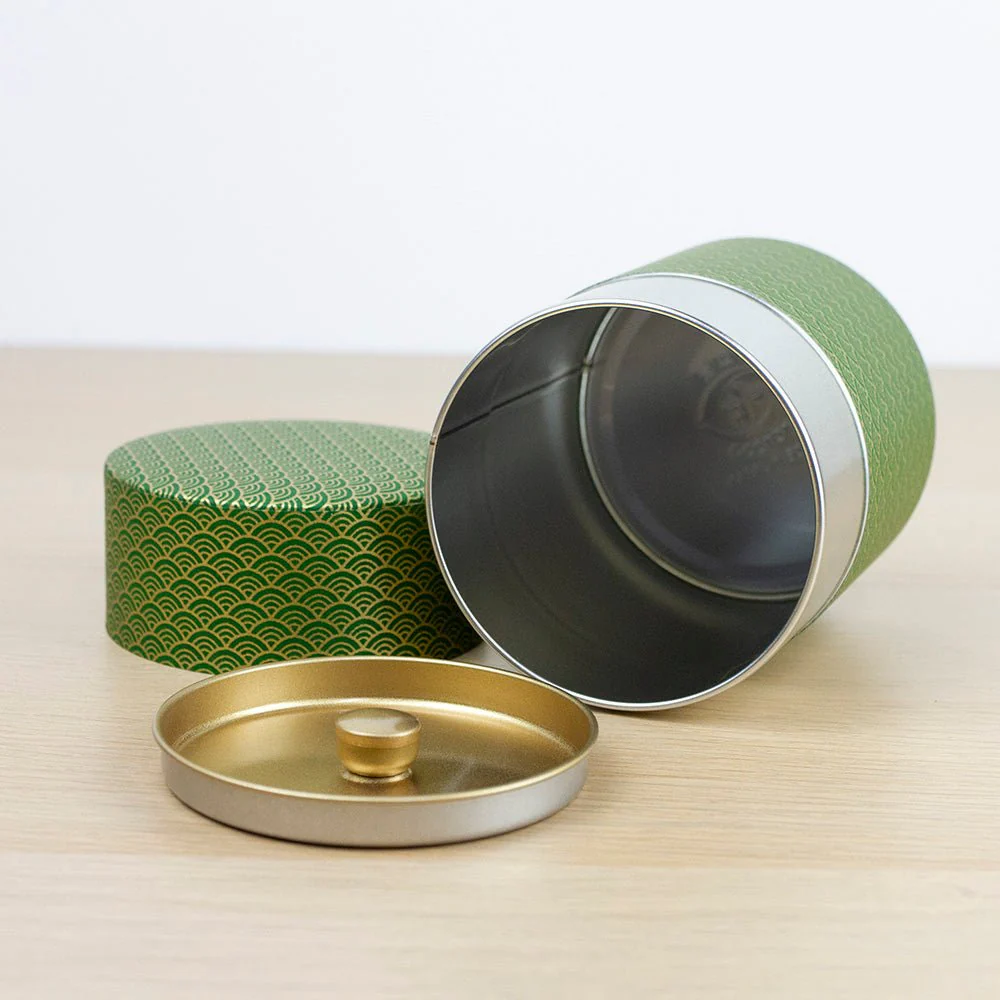 AOMI Green 200g Washi Wrapped Tea Canister (Wide) - Image 5