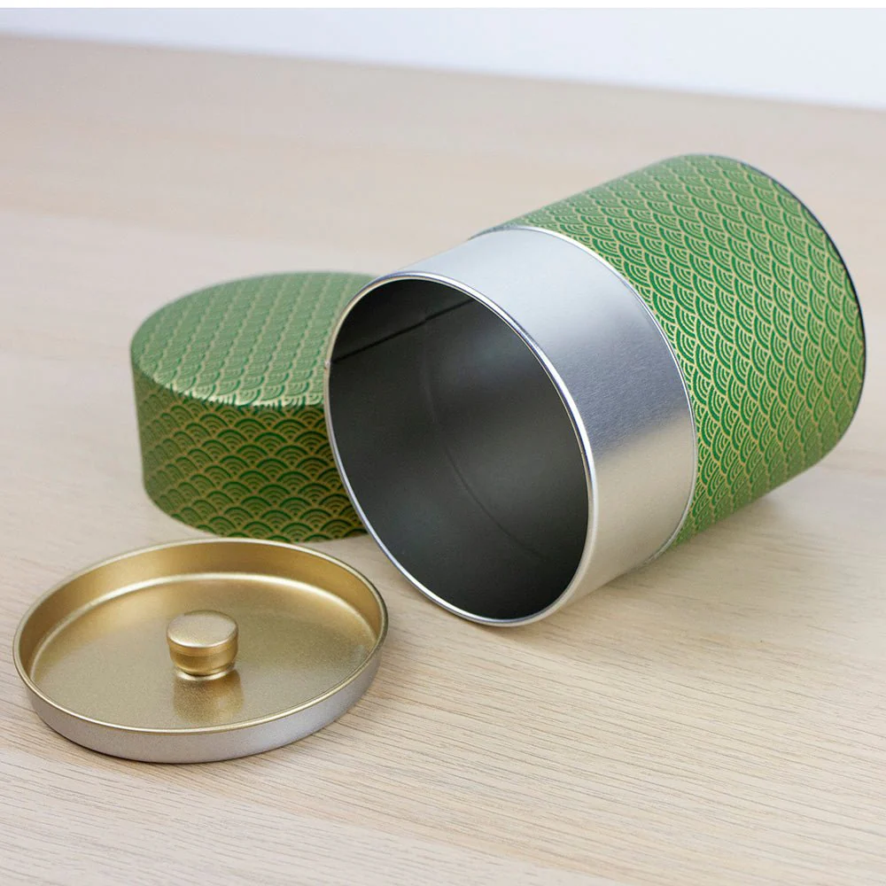 AOMI Green 200g Washi Wrapped Tea Canister (Wide) - Image 6