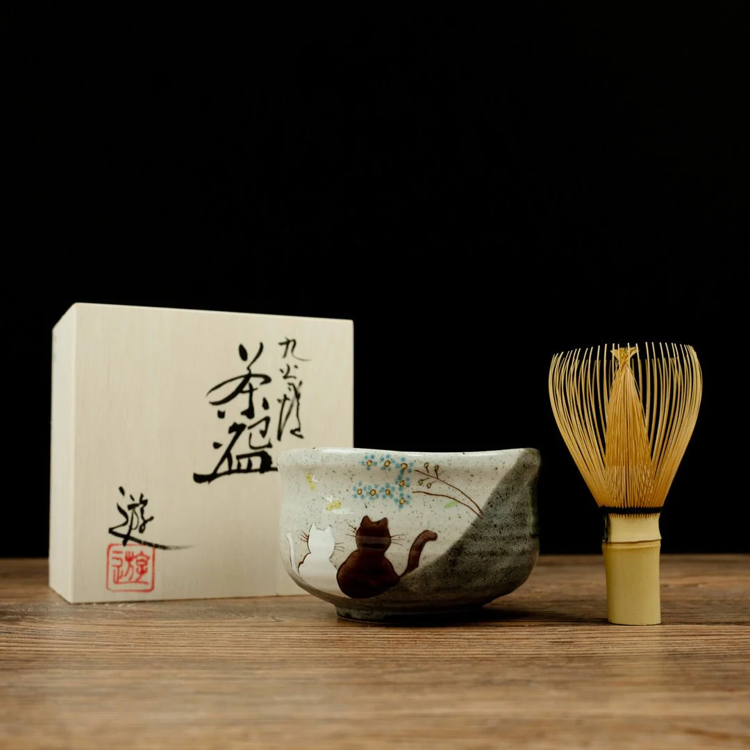 Atelier Yu Cats In Sunny Spot Kutani Matcha Bowl Chawan - Image 3