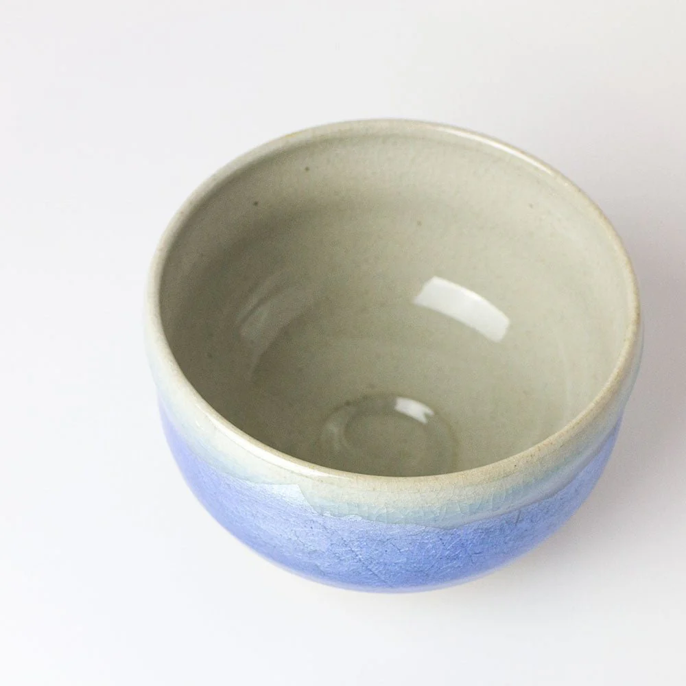 Blue Ginsai Silver Leaf Matcha Bowl (Kutani ware) - Image 3