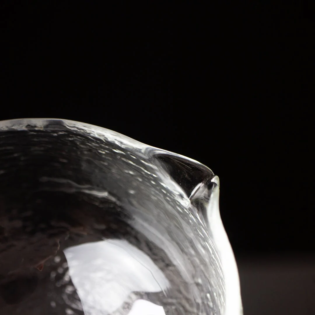 Glass Matcha Bowl with Spout (500ml Textured Glass) - Image 3