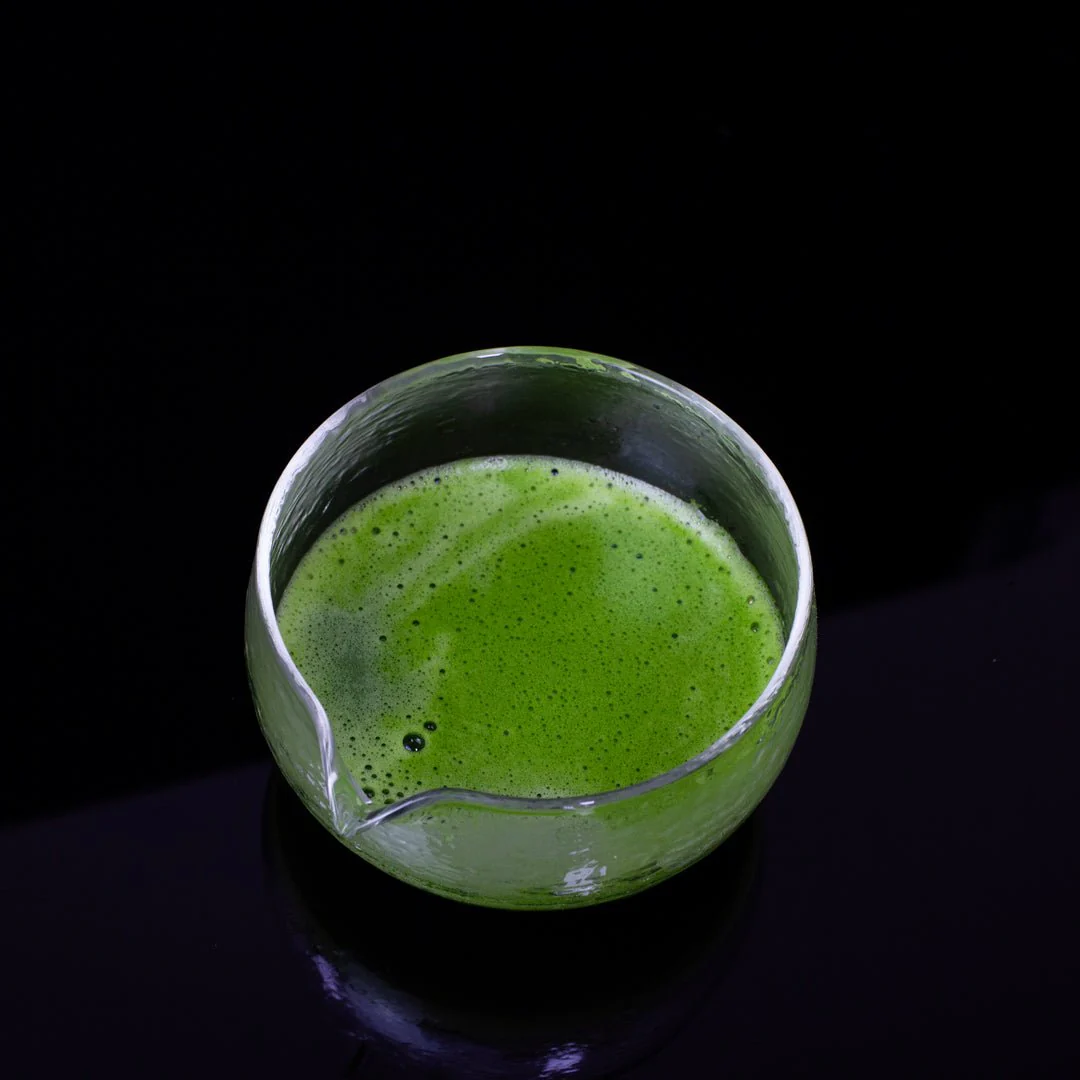 Glass Matcha Bowl with Spout (500ml Textured Glass) - Image 4