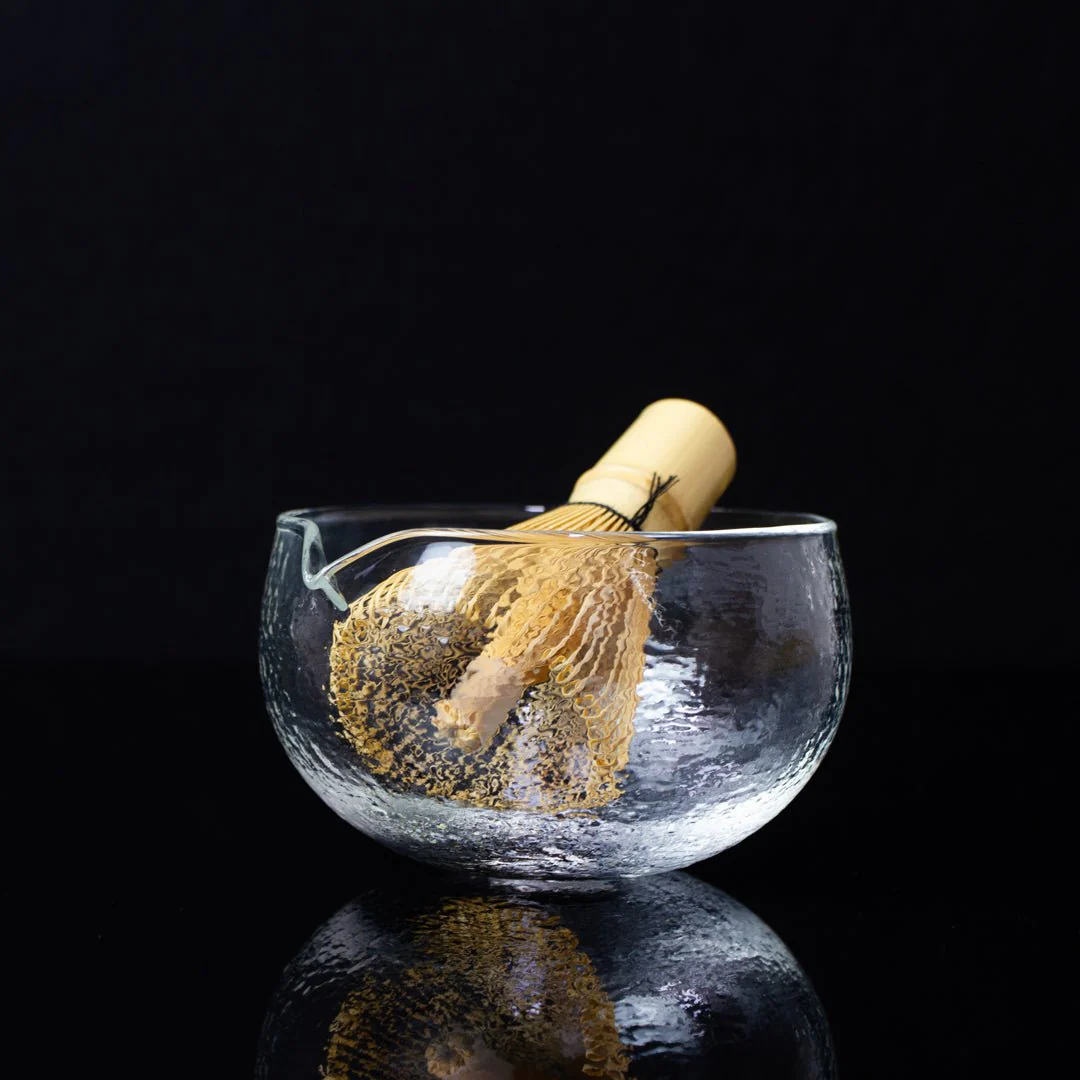 Glass Matcha Bowl with Spout (500ml Textured Glass) - Image 5