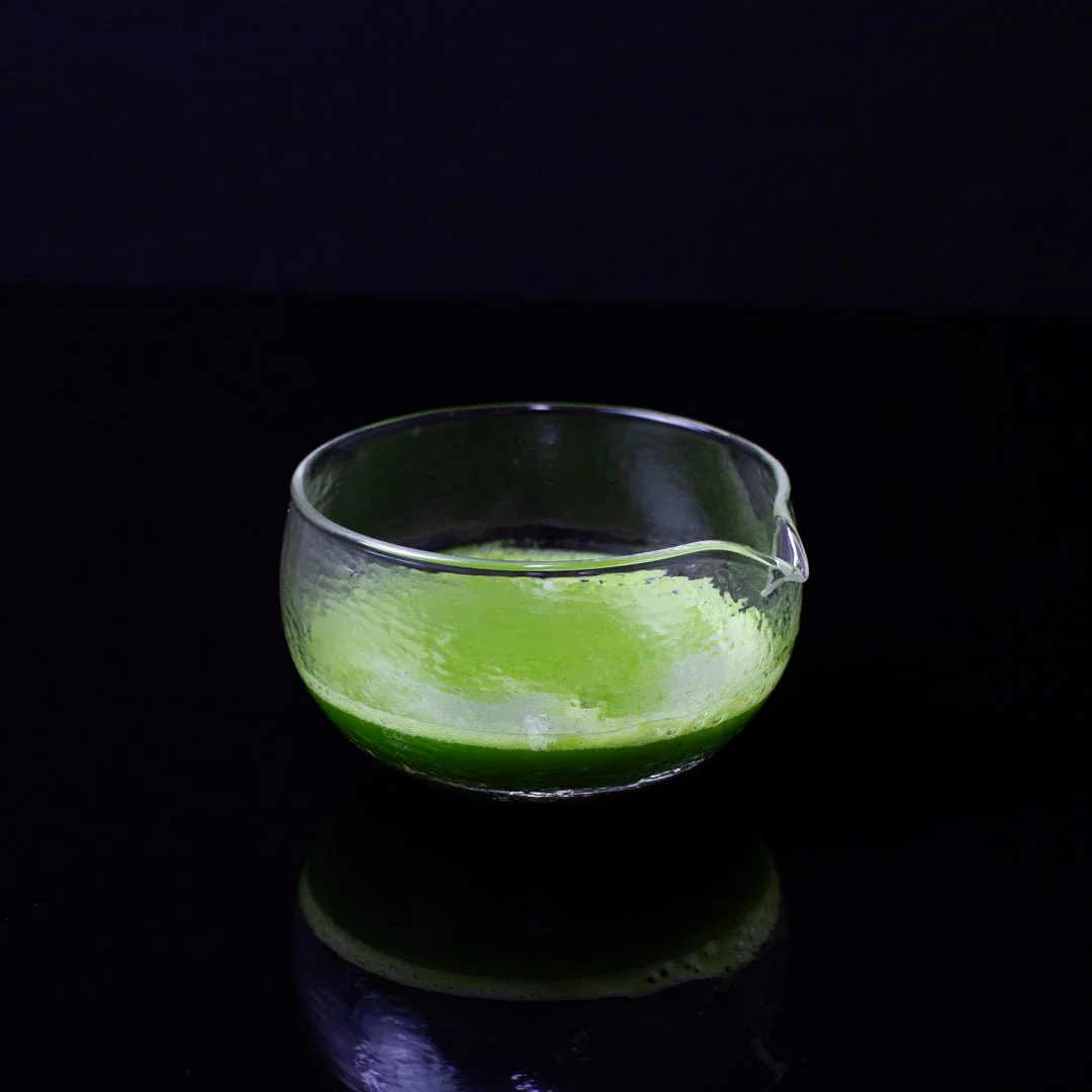 Glass Matcha Bowl with Spout (500ml Textured Glass) - Image 6