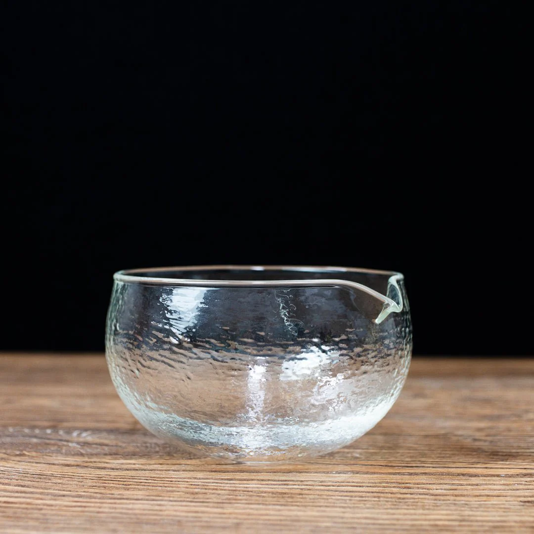 Glass Matcha Bowl with Spout (500ml Textured Glass) - Image 7
