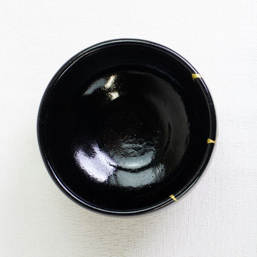 KINTSUGI Black Gold Leaf Matcha Tea Bowl Chawan (500ml) - Image 2