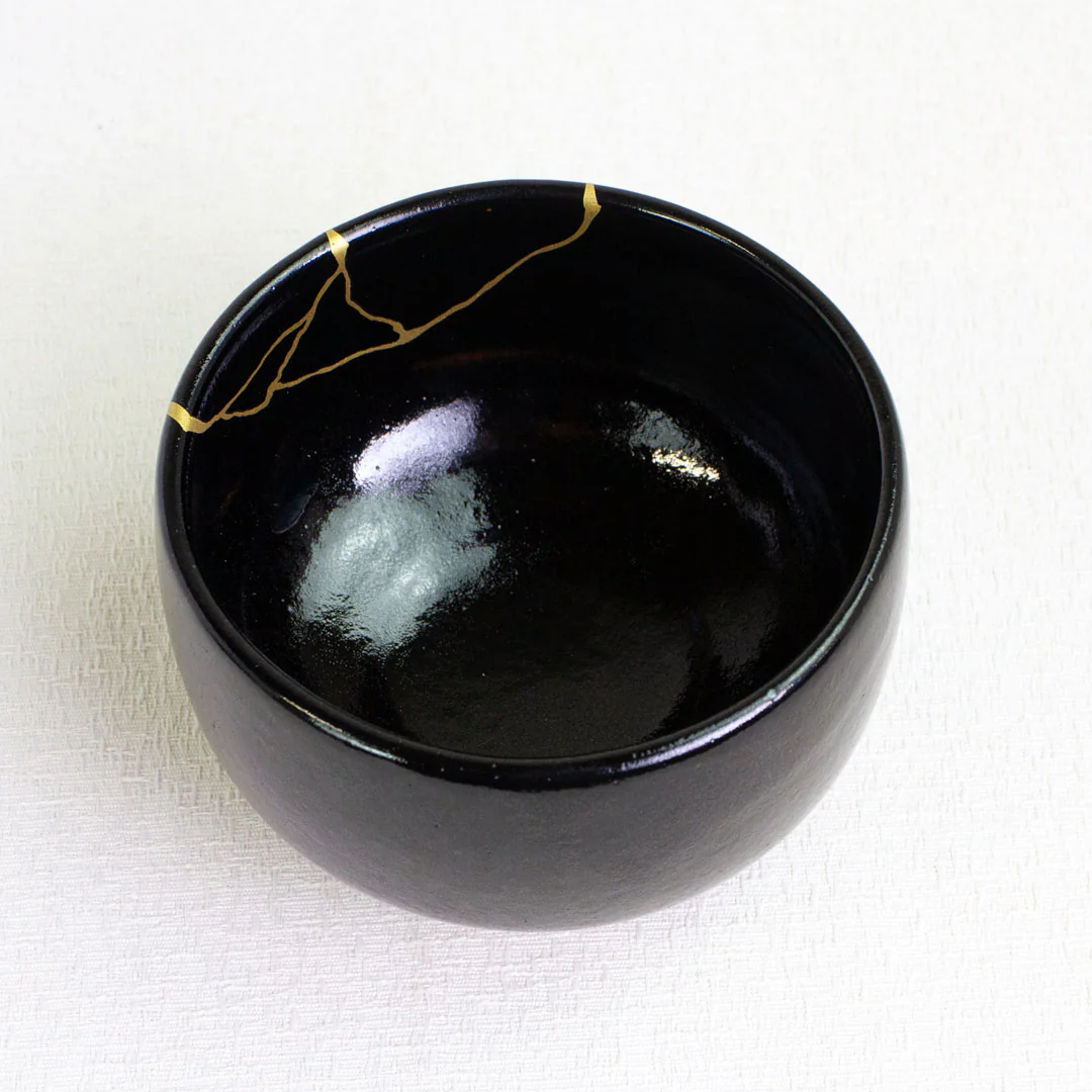 KINTSUGI Black Gold Leaf Matcha Tea Bowl Chawan (500ml) - Image 3