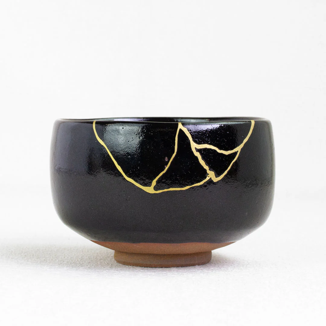 KINTSUGI Black Gold Leaf Matcha Tea Bowl Chawan (500ml) - Image 5