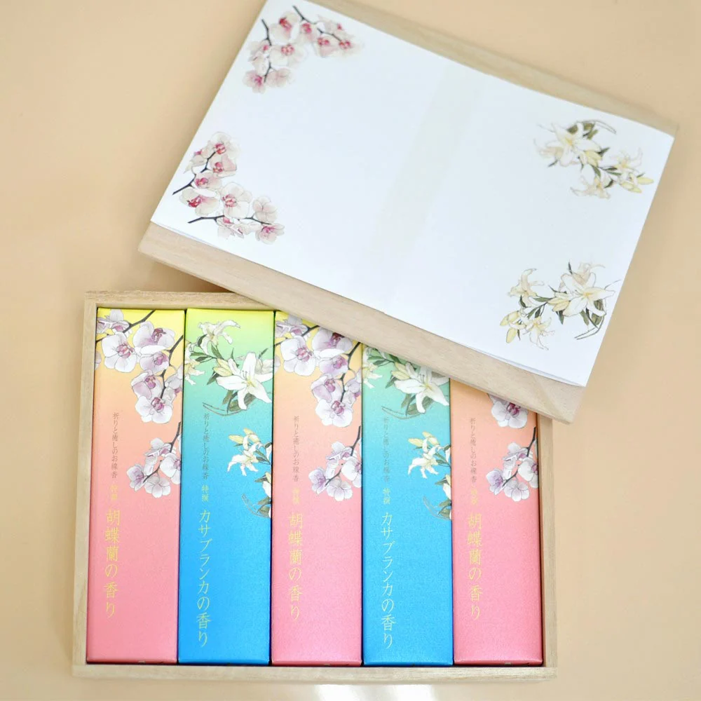 Prayer and Healing Flower Japanese Incense Set (Paulownia Gift Box) - Image 3