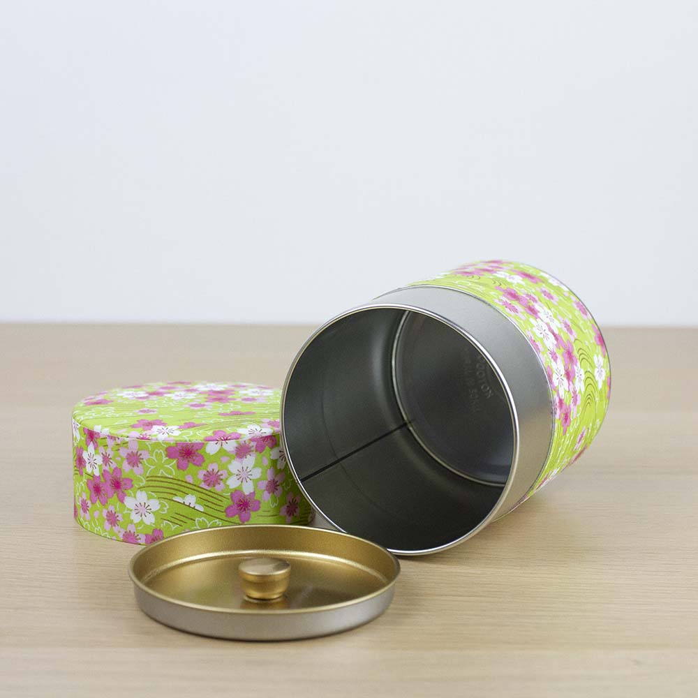SAKURA Green 200g Washi Wrapped Tea Canister (Wide) - Image 3