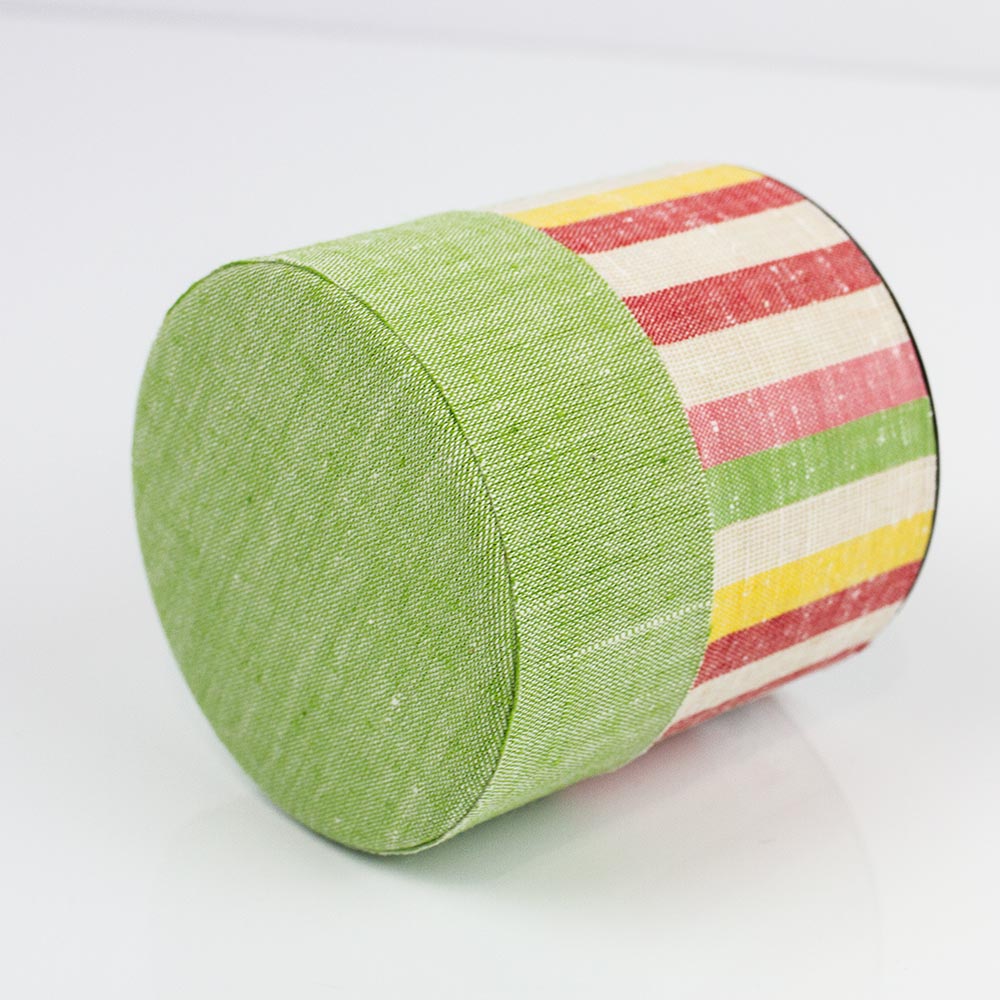 Striped Fabric Wrapped Japanese Tea Storage Canister - Image 7